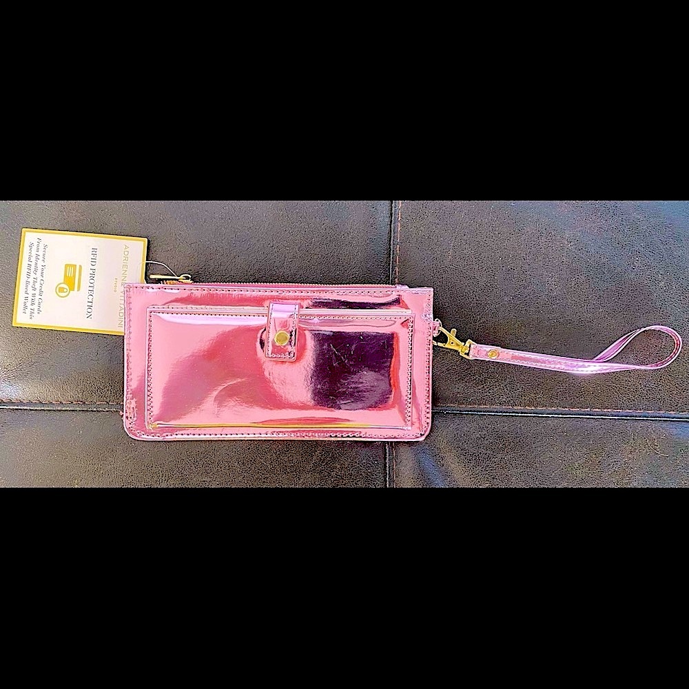 Adrienne Vittadini Wristlet Shiny Pink